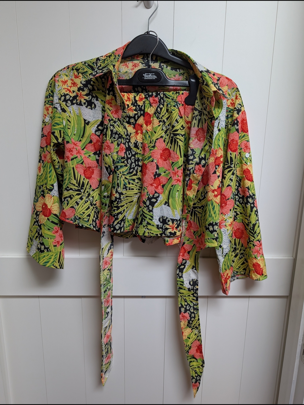 Tropical Floral Tie-Front Shirt and Shorts Set, Small